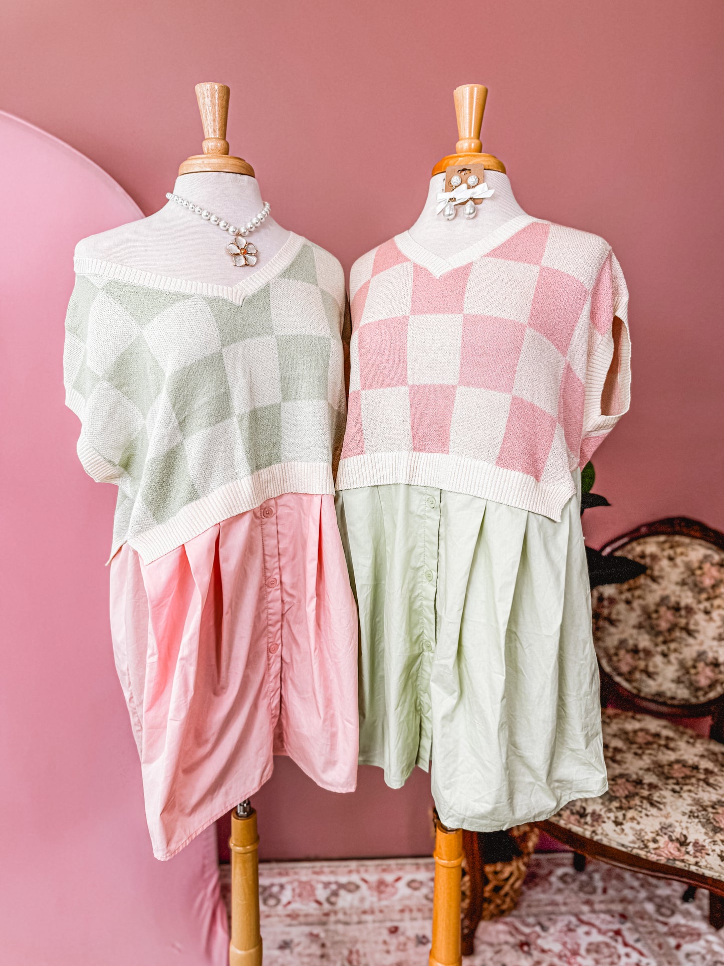 Twofer Checkered Dress