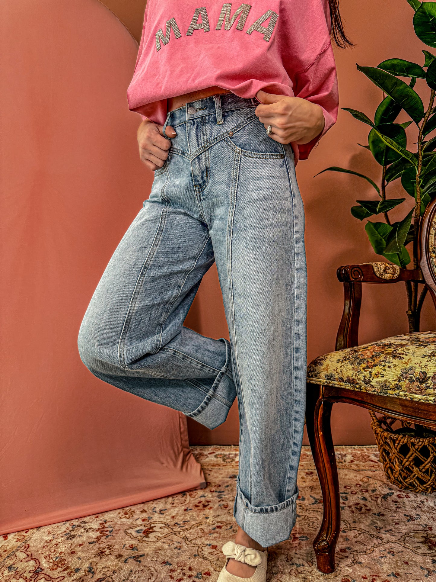 Low Curve Western Barrel Jeans