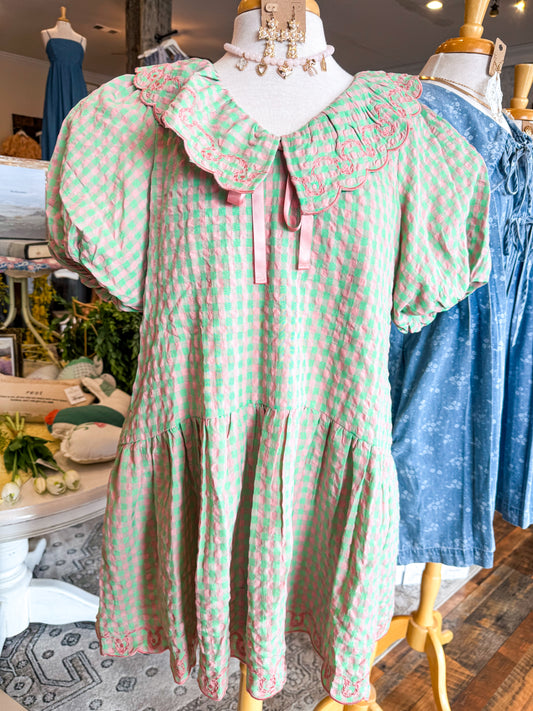 Gingham Ruffle Babydoll Dress