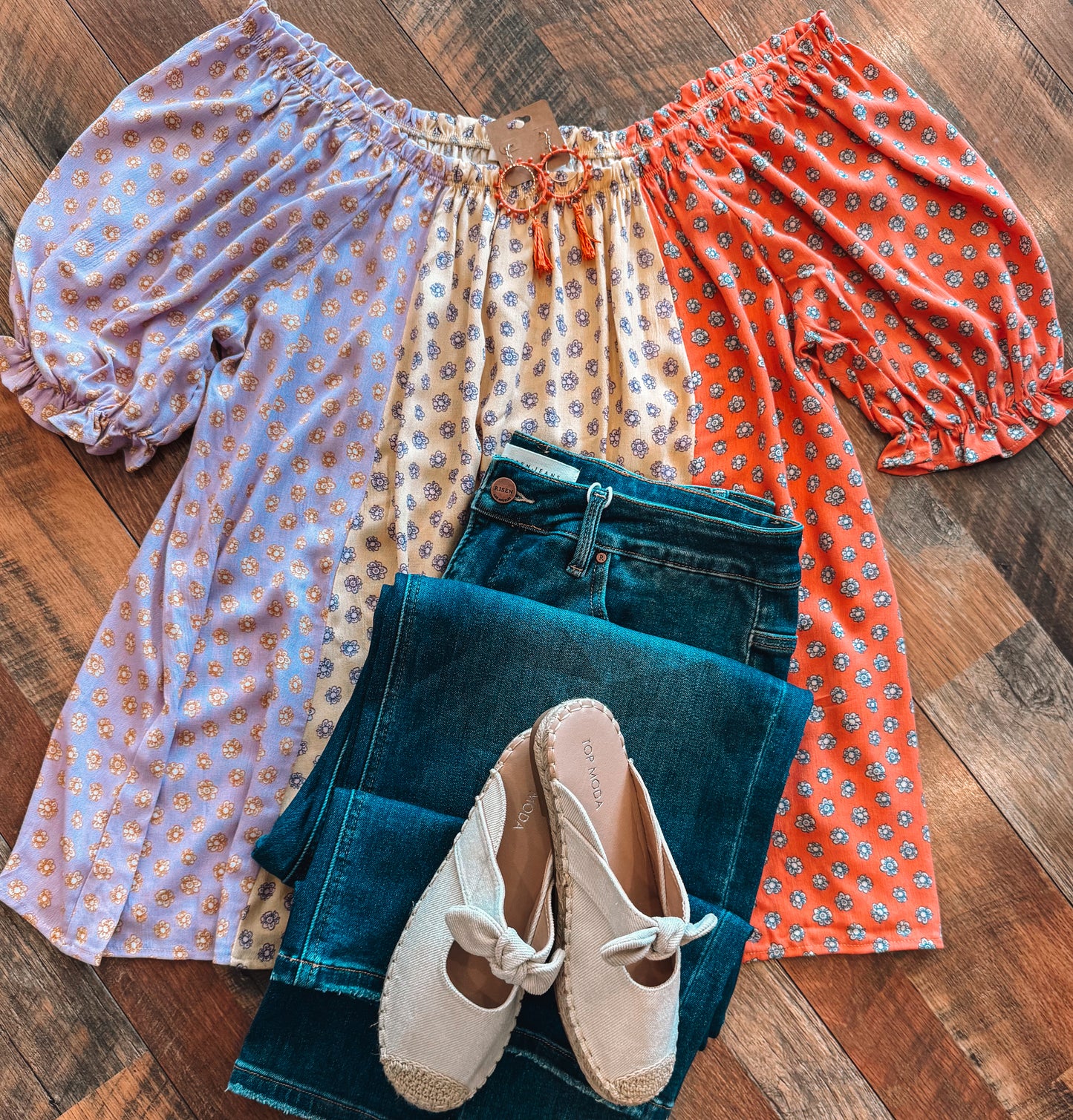 Curvy Color Block Floral Top