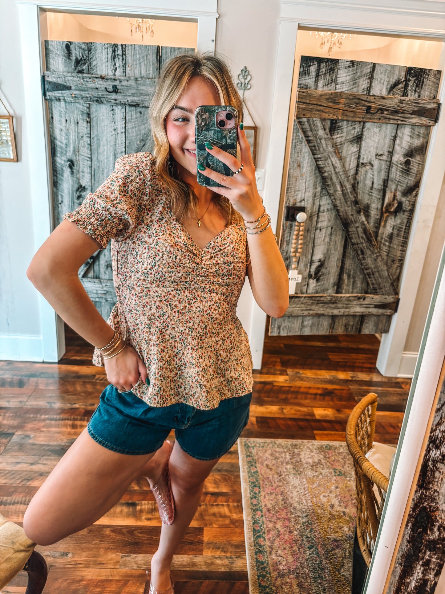 Ditsy Floral Short Sleeve Top