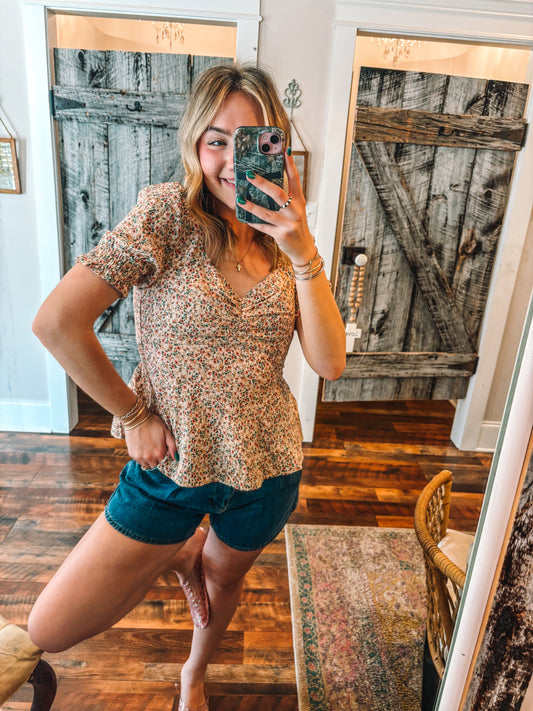 Ditsy Floral Short Sleeve Top