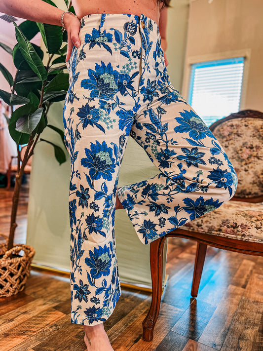 Floral Ankle Crop Pants