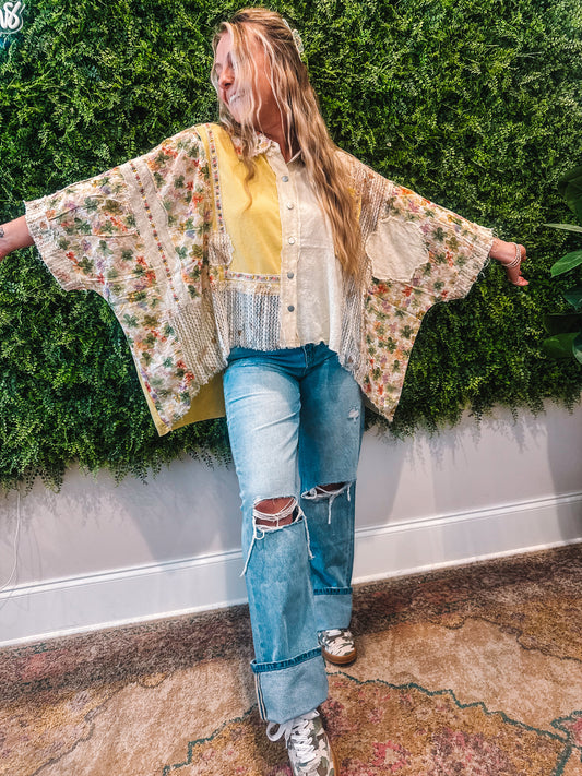 Lemon Blossom Patchwork Top