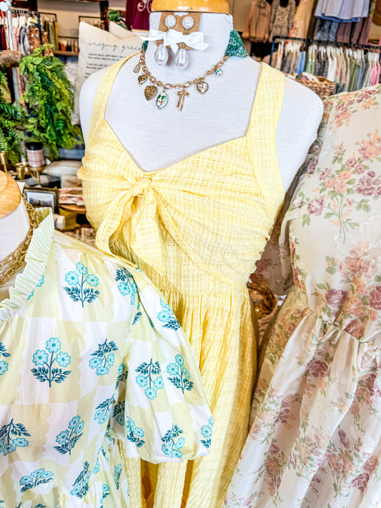 Textured Smocked Midi Dress