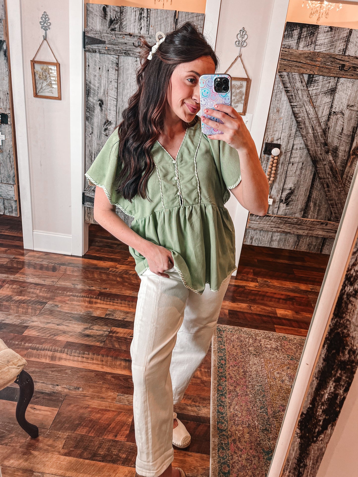 Linen V-Neck Blouse