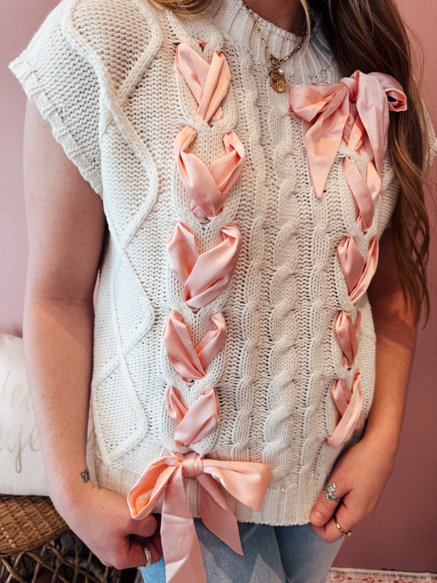 {FINAL SALE} Cable Knit Bow Sweater