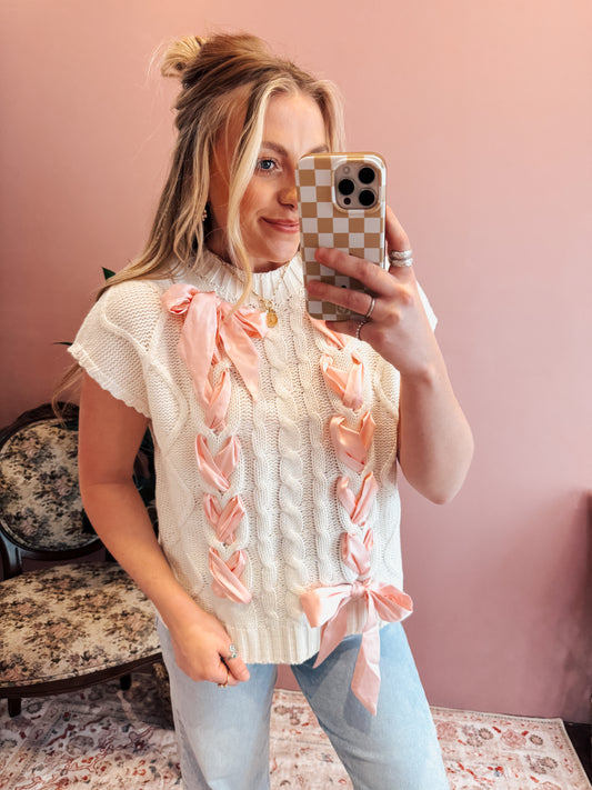 {FINAL SALE} Cable Knit Bow Sweater