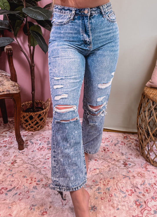 High Rise Slim Wide Jeans