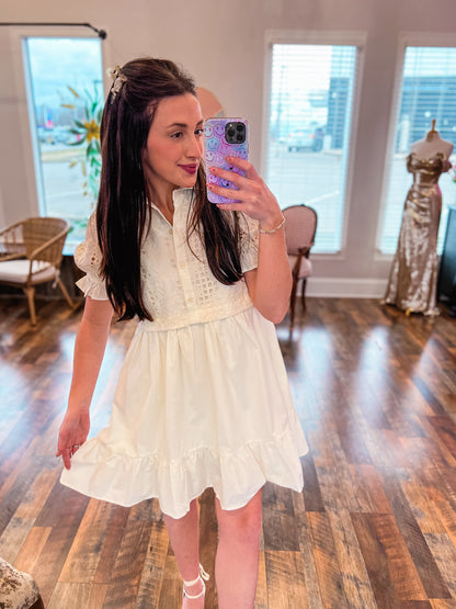 Lace Bodice Ruffle Dress