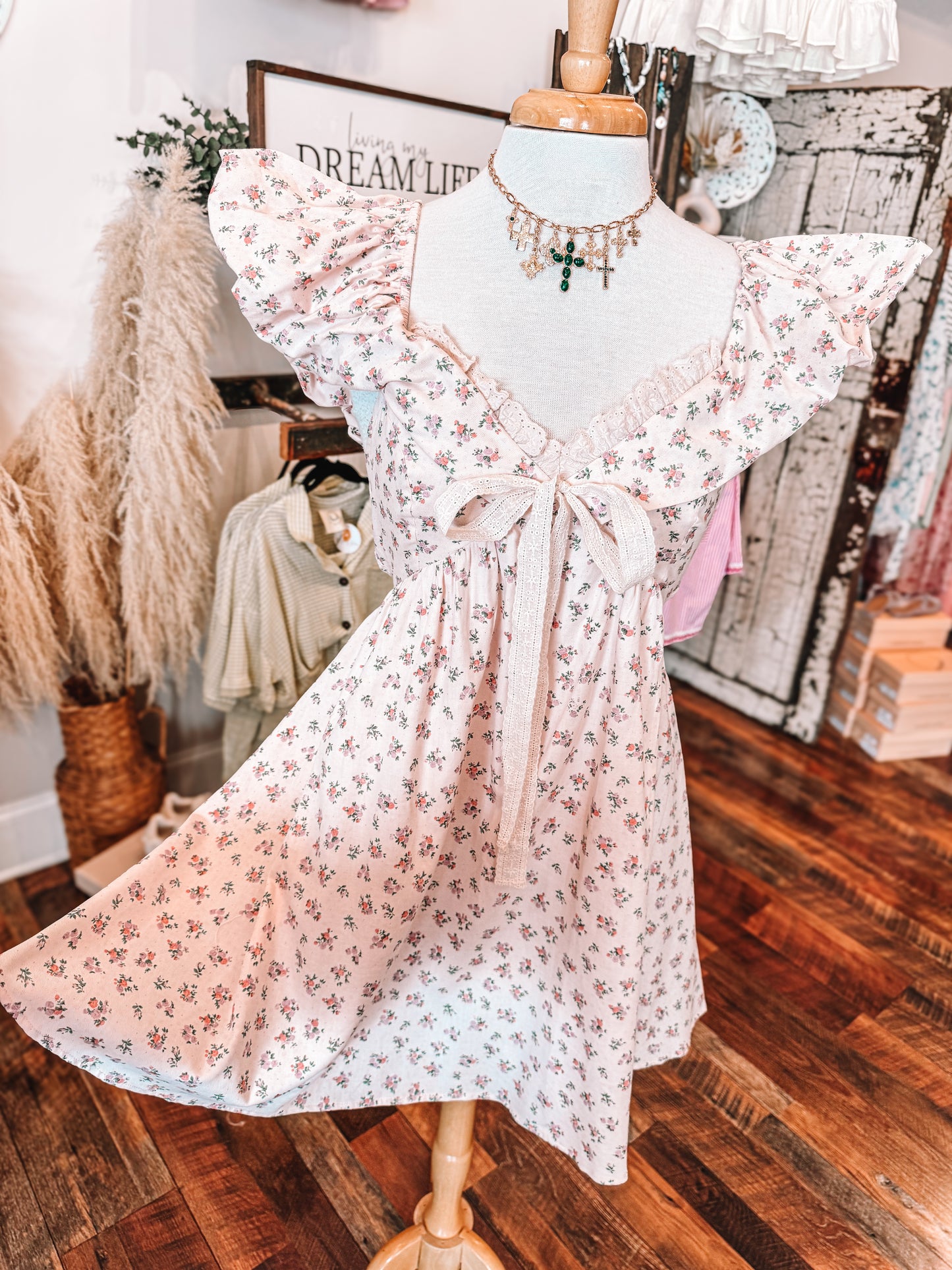 Floral Ruffle Sleeve Mini Dress