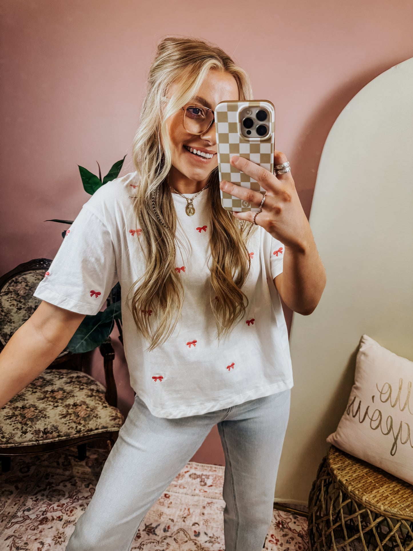 Embroidered Bow T-Shirt