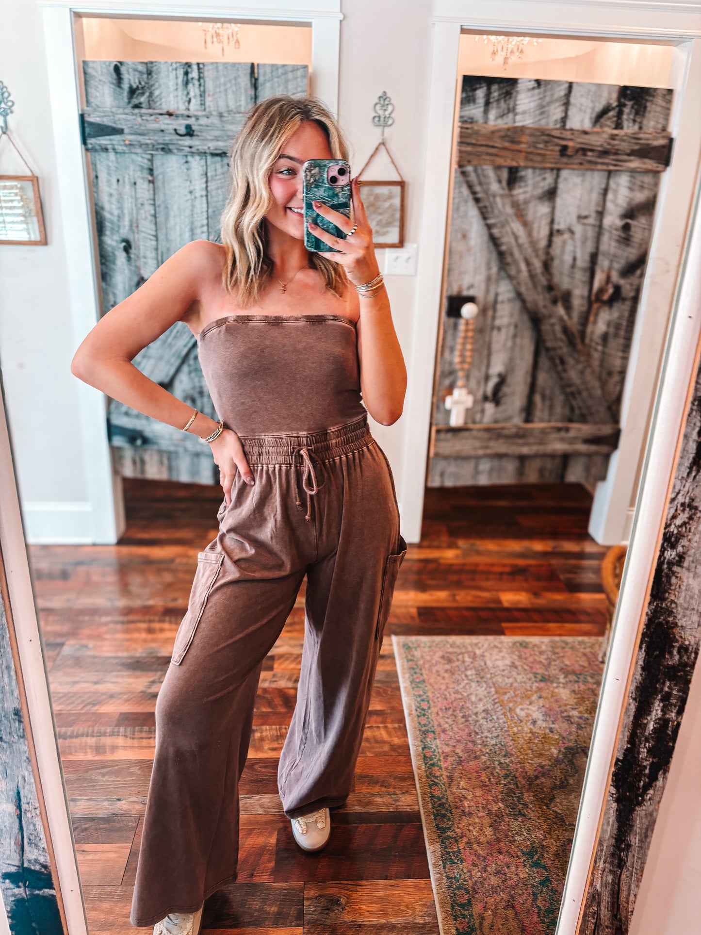 *FP Inspired* Mineral Wash Strapless Jumpsuit