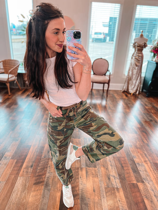 Slouchy Camo Barrel Pants