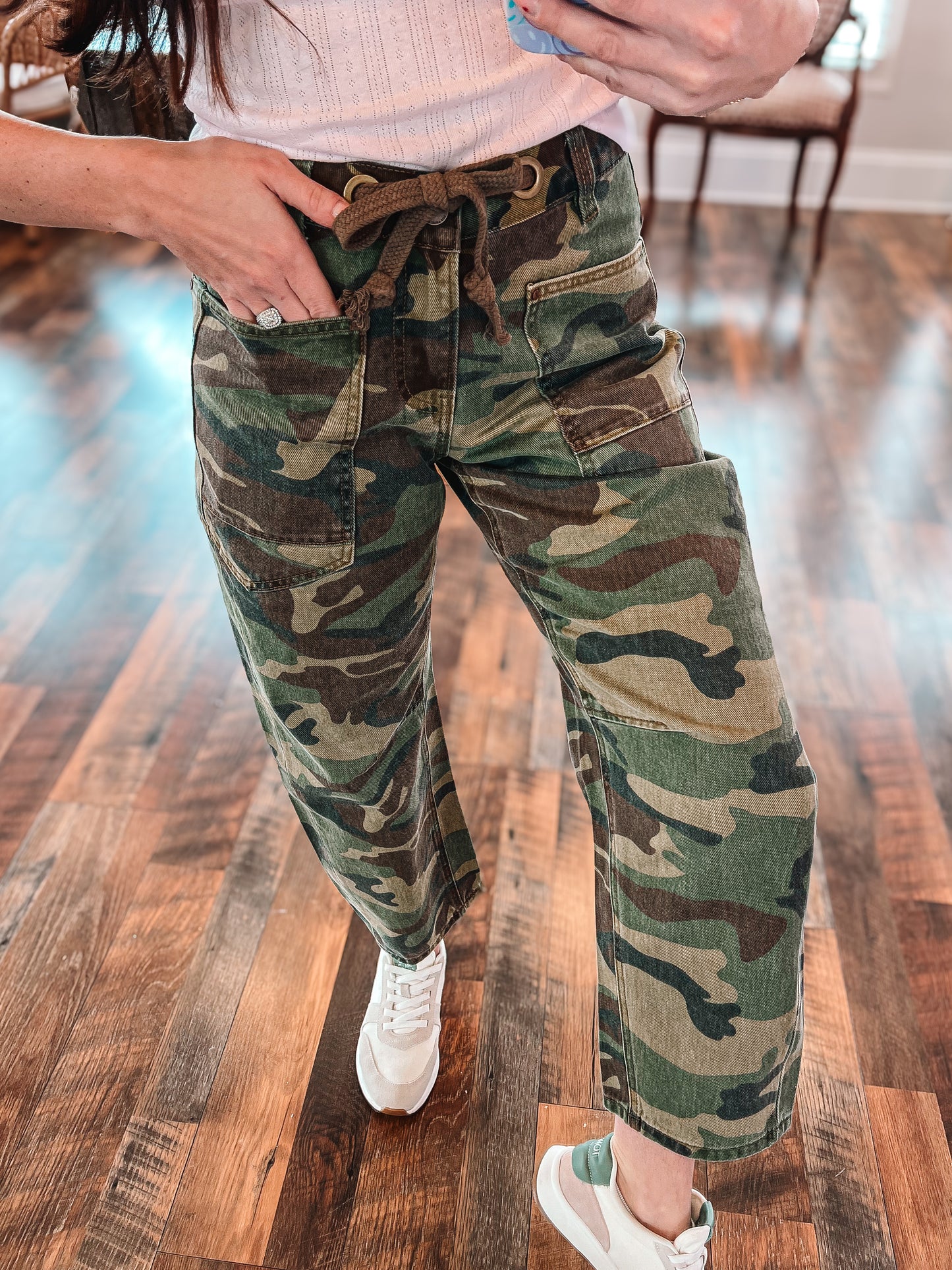Slouchy Camo Barrel Pants