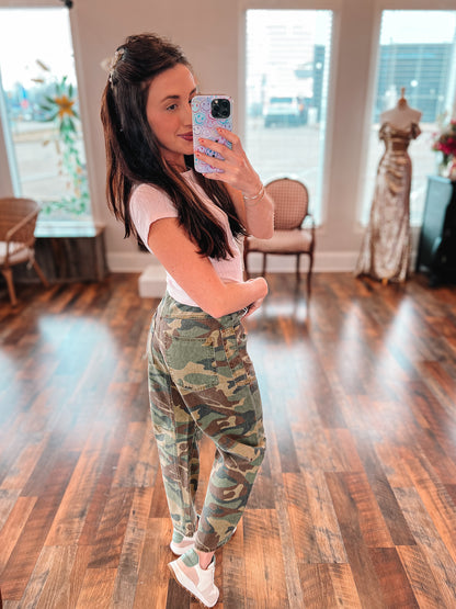 Slouchy Camo Barrel Pants