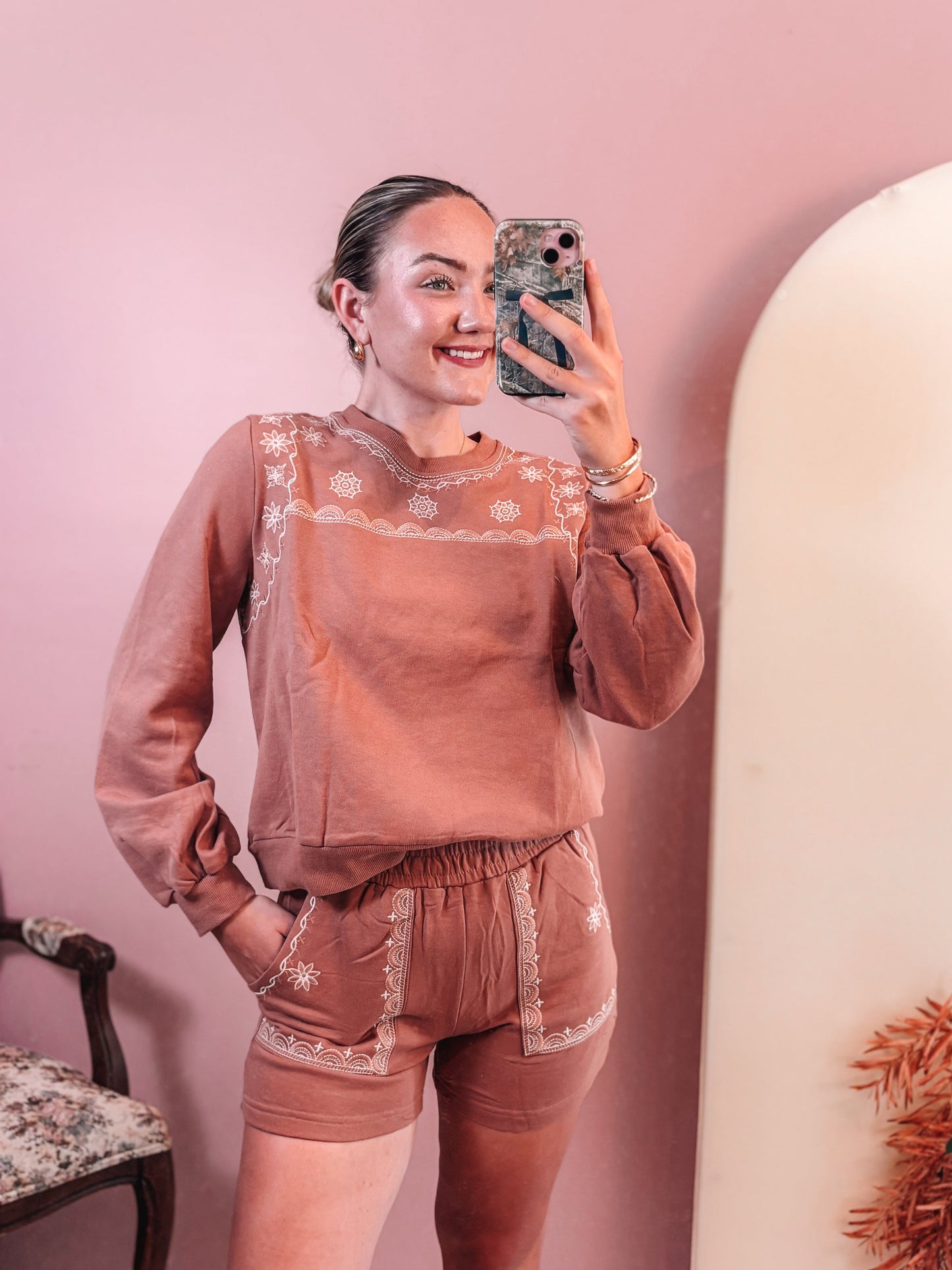 {FINAL SALE} Embroidered Crewneck Set
